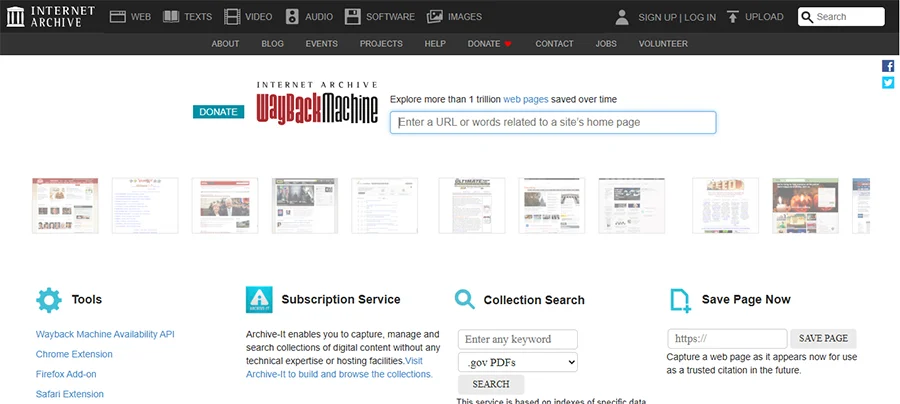 Visit Wayback Machine’s official portal