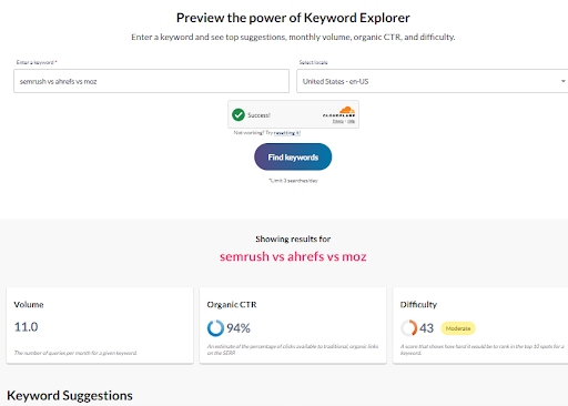 And the keywords it suggested were these