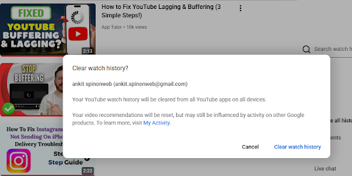 by clearing the history